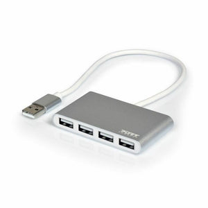 4-Port USB Hub Port Designs 900120 Silberfarben