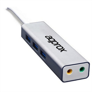 Externe Soundkarte approx! APPUSB51HUB USB 3.0 3.5 mm Grau