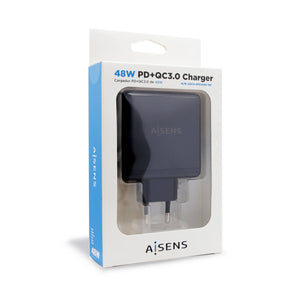 USB-Ladegerät für  die Wand Aisens PD 3.0 48 W USB-C Schwarz