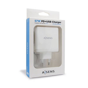 USB-Ladegerät für  die Wand Aisens PD 3.0 USB-C 57 W Weiß