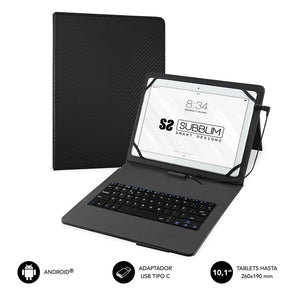 Hülle für Tablet und Tastatur Subblim SUBKT1USB001 Schwarz 10,1"