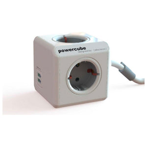 Würfel mit Steckdosenanschluss Allocacoc Power Cube USB Grau